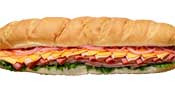 Two-foot party sub sandwich on a platter